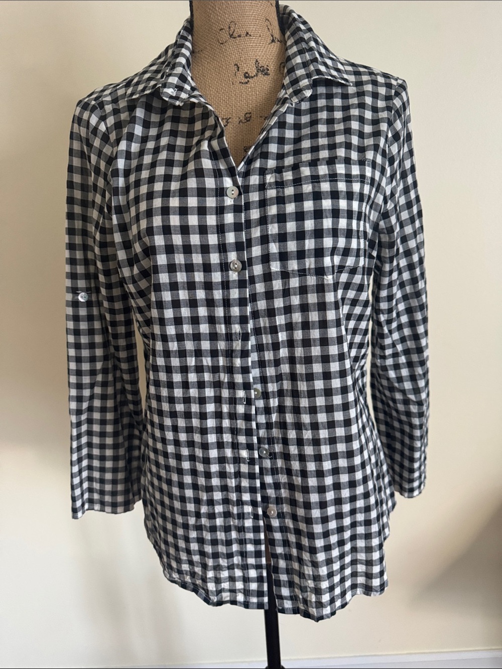 living doll Black and White Gingham Button-Down Shirt